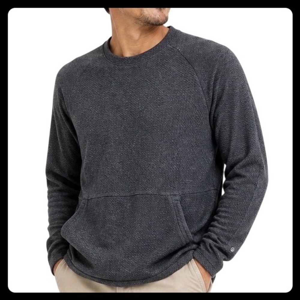 Lululemon Textured Crewneck Sweatshirt Men XL Gray Performance Raglan Pockets